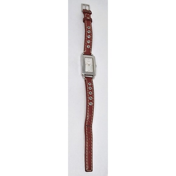Women\'s Coach Petite Tank Silver Tone Red Leather Strap Watch 0219 14 main image 9
